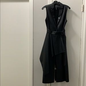 Faux Leather Drape Front Vest